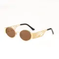 Eleganti occhiali da sole ovali vintage con montatura in metallo dorato e lenti colorate marroni - Montatura Oro Lente Marrone
