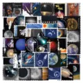 Pack de pegatinas de sellos espaciales, planetas cósmicos astronauta pegatinas decorativas PET. - Sellos Interestelares / 55 Piezas/Paquete