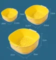 Double-layer vegetable washing basket kitchen plastic fruit draining bowl with size options. - S / Yellow