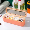 4-in-1 seasoning box set with spoons, kitchen spice container storage organizer pink. - Pink