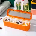 Nordic style 4-compartment spice box set with spoons, kitchen condiment container. - Orange