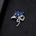 Elegant blue rhinestone flower brooch vintage crystal corsage pin for women clothing accessory - Blue Enchantress
