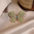 Exquisite crystal butterfly brooch for women, elegant green rhinestone suit coat pin accessories. - 614# Green
