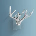 Elegant silver deer antler wall hook with transparent adhesive back for home decor - Transparent Gray