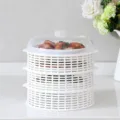 Housse de nourriture creuse blanche à 4 couches avec couvercle anti-poussière, diamètre 24 cm. - 4 Rangs / Blanc