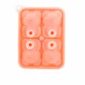 Orange silicone bear ice cube mold 4-cavity ice ball maker tray 14.5x11cm for kitchen bar - Coral