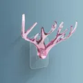 Creative pink translucent deer antler wall hook for keys and jewelry home decoration storage. - Transparent Purple