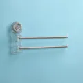 Porte-serviettes rotatif à double barre avec ventouse transparente, rangement mural. - Double barre / Blanc Clair