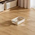 Cesto portaoggetti in plastica beige organizer da scrivania con maniglie grigie compatto - Medio Basso 25x16x6.5cm / Beige