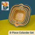 Ensemble de panier de drainage en plastique emboîtable, passoire de cuisine double couche pour fruits - Lot de 8 Pièces