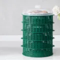 Cubierta de alimentos apilable de 6 capas con 5 cestas de malla y tapa para cocina - 6 Capas / Verde