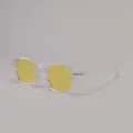 Retro ronde zonnebril met transparant montuur en geel getinte ocean-glazen voor heren - Transparant / Gele Lenzen
