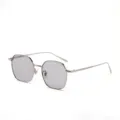 Retro zonnebril met polygonaal zilveren metalen frame en lichtgrijze glazen voor dames - Polygoon Metalen Frame Zonnebril (30011) / Zilveren Montuur Lichtgrijze Lenzen