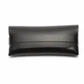 Minimalist black faux leather portable glasses case storage box with wrap strap - Black