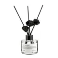 Minimalist home fragrance reed diffuser with black rose sticks in clear glass bottle 100ml. - 100ML / Oud Wood