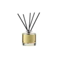 Elegante difusor de varillas con etiqueta dorada y varitas negras para decoración - Cítricos y ámbar (Amarillo claro)