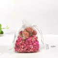Dried flower sachet potpourri aroma pouch in white mesh bag for wardrobe car fragrance - Tulip (Globe Amaranth Flower Heads)