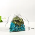 Organza sachet bag with dried flowers and blue plant particles for car and wardrobe aromatherapy. - Ocean (Mint Leaves)