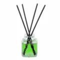 Home reed diffuser set with green fragrance oil in a textured glass bottle and black sticks. - 50ml / Floral Water (Green)