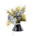 Set diffusore di fiori artificiali con vaso nero e decorazione di perle per la casa. - Blu - Ornamento bouquet (Senza olio essenziale)
