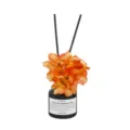 Difusor de varillas con flor artificial naranja, botella negra, fragancia para hogar - Shangri-La / Naranja