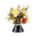 Composizione floreale diffusore di aromi con vaso nero e fiori artificiali decorazione casa. - Arancione - Ornamento bouquet (Senza olio essenziale)