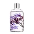 Transparent glass aromatherapy bottle with purple preserved floating flowers, elegant home decor. - French Lavender / 120ml