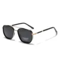 Occhiali da sole polarizzati TR90 poligonali con ponte in oro e lenti UV400 - Oro Nero