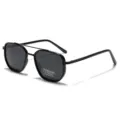 Occhiali da sole polarizzati TR90 moderni, montatura quadrata poligonale nera unisex - Nero lucido