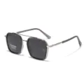 Occhiali da sole polarizzati TR90 quadrati a doppio ponte con protezione UV400 per unisex - Grigio trasparente