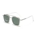 Occhiali da sole polarizzati classici TR90 con montatura quadrata in metallo e doppio ponte - Verde Scuro