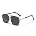 Occhiali da sole polarizzati a doppio ponte quadrato con montatura in metallo TR90 unisex - Oro Nero