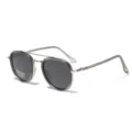 Square double-bridge polarized sunglasses with TR90 and metal frame in smoke grey - Transparent Gray