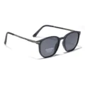 Eleganti occhiali da sole polarizzati rotondi con montatura TR90 e aste metalliche. - Blu opaco