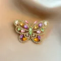 Fashionable colorful rhinestone butterfly brooch elegant crystal alloy jewelry pin accessory - Colorful