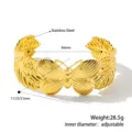 Abmessungen der 18K vergoldeten Schmetterlings- und Blattmanschette aus Edelstahl - Schmetterling Feder Hohl Stil (B332) / Gold