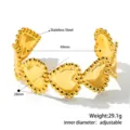 Detailansicht des 18K vergoldeten Herzarmbands mit Maßen und Materialinformationen - Herzketten Hohl Stil (B337) / Gold
