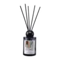 Black glass reed diffuser bottle with black sticks for home fragrance and bedroom decor. - Zen Tea