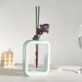 Minimalistische blauwe vierkante gips reageerbuis geurstokjes diffuser met droogbloem. - Rechthoekig Blauw Bloemen Aromatherapie Ornament / Witte Thee 60ML
