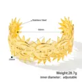 Detailansicht des vergoldeten Sonnenmanschetten-Armbands mit Maß- und Gewichtangaben. - Sonnengesicht Hohl Stil (B347) / Gold