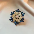 Vintage Blue Crystal Rhinestone Floral Brooch Elegant Suit Jacket Corsage Jewelry Gift SKU - 919#