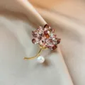 Crystal Pearl Flower Brooch Elegant Rhinestone Suit Pin Fashion Sparkling Jewelry Variant. - 970#