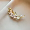 Elegant crystal leaf brooch, vintage gold-tone fashion jewelry for women suit accessories - 1004#
