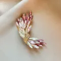 Elegant crystal rhinestone wing brooch, vintage purple and clear stone corsage for women. - No. 1021