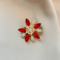 Vintage crystal rhinestone flower brooch elegant lapel pin for women suit dress accessories - No. 1027