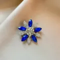 Blue crystal flower brooch elegant rhinestone alloy suit jacket accessory item variant - 1029#