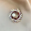 Elegant crystal pearl wreath brooch variant, sparkling marquise rhinestones for women. - No. 1034