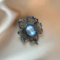 Vintage crystal flower brooch for women elegant suit lapel pin luxury fashion jewelry - No. 1056