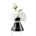 Artificial rose flower vase aroma diffuser home decor pearl black ceramic ornament - White Rose Ornament