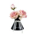 Artificial rose flower vase with pearls black bottle decor home decoration aroma floral gift. - Pink Rose Ornament